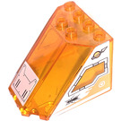 LEGO Transparentes Orange Windschutzscheibe 4 x 5 x 3 mit Raum Logo Aufkleber (30251 / 35169)