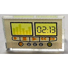 LEGO Transparent Panel 1 x 2 x 1 with Clock / CD Player "02:13" with Square Corners (4865 / 48435)