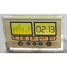 LEGO Transparent Panel 1 x 2 x 1 med Clock / CD Player "02:13" med fyrkantiga hörn (4865 / 48435)