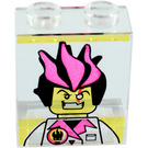 LEGO Transparent Panel 1 x 2 x 2 mit Dr. Inferno ohne seitliche Stützen, hohle Bolzen (4864 / 63711)