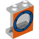 LEGO Transparent Panel 1 x 2 x 2 mit Bullauge mit Seitenstützen, Hohlbolzen (6268 / 56077)