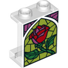 LEGO Transparent Panel 1 x 2 x 2 with red rose with Side Supports, Hollow Studs (6268 / 38621)