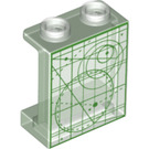 LEGO Transparentní Panel 1 x 2 x 2 s Hvězda chart schematics v Zelená s bočními podpěrami, dutými cvočky (6268 / 36958)