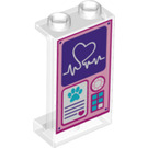 LEGO Transparent Panel 1 x 2 x 3 with Heart and paw  with Side Supports - Hollow Studs (26241 / 74968)