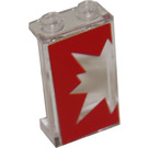 LEGO Transparent Panel 1 x 2 x 3 mit rot Starburst Explosion Links Aufkleber mit Seitenstützen - Hohlbolzen (35340)
