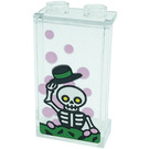 LEGO Transparent Panel 1 x 2 x 3 with Skeleton Raising Bowler Hat Sticker with Side Supports - Hollow Studs (35340)