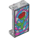 LEGO Transparent Panneau 1 x 2 x 3 avec Stained Verre Fenêtre avec Enchanted Rose avec supports latéraux - tenons creux (35340)