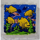 LEGO Transparant Paneel 1 x 4 x 3 (Undetermined) met Vis in Aquarium Sticker (Onbepaalde Studs aan de bovenzijde) (4215)