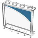 LEGO Transparent Panel 1 x 4 x 3 with Dark Azure Curve (Model Left) Sticker with Side Supports, Hollow Studs (35323)