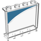 LEGO Transparent Panel 1 x 4 x 3 with Dark Azure Curve (Model Right) Sticker with Side Supports, Hollow Studs (35323)