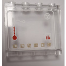 LEGO Transparent Panel 1 x 4 x 3 with "LL279", Thermometer and Radioactive Symbols Sticker with Side Supports, Hollow Studs (35323)