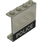 LEGO Transparent Paneel 1 x 4 x 3 mit "Polizei" ohne seitliche Stützen, feste Noppen (4215)