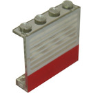 LEGO Transparent Panel 1 x 4 x 3 med Röd Rand och Whites Ränder utan sidostöd, solida knoppar (4215)