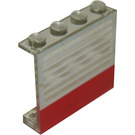 LEGO Transparent Panel 1 x 4 x 3 mit rot Stripe und Whites Streifen ohne seitliche Stützen, solide Bolzen (4215)
