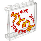 LEGO Transparent Panel 1 x 4 x 3 with SALE in Ninjargon & Percentage Rates Sticker with Side Supports, Hollow Studs (35323)