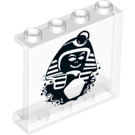 LEGO Transparent Panel 1 x 4 x 3 med Sphinx med sidostöd, ihåliga knoppar (35323 / 68415)