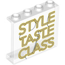 LEGO Transparent Panel 1 x 4 x 3 with 'STYLE TASTE CLASS' with Side Supports, Hollow Studs (35323 / 78504)