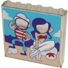 LEGO Transparent Panel 1 x 6 x 5 mit ein Mauer for taking photo mit ein mermaid und ein sailor Aufkleber (59349)
