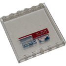 LEGO Transparent Panel 1 x 6 x 5 with 'ALERT' and Dark Blue Lines and Dots Sticker (59349)
