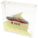 LEGO Transparent Panel 1 x 6 x 5 with 'CAPES & COWLS CAFÉ' Sticker (59349)