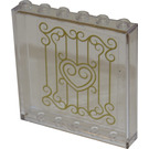 LEGO Transparent Panel 1 x 6 x 5 with Gold Swirls and Heart Sticker (59349)
