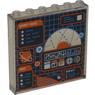 LEGO Transparent Panel 1 x 6 x 5 with 'ORBIT INFO', Planet, several Charts Sticker (59349)