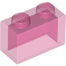 LEGO Paillettes roses transparentes Brique 1 x 2 sans tube à l'intérieur (3065 / 35743)