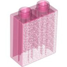 LEGO Transparenter rosa Glitter Duplo Backstein 1 x 2 x 2 (4066 / 76371)