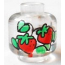 LEGO Transparant Vlak Hoofd, Decorated met Strawberries en Bladeren (Veiligheids Stud) (3626 / 83942)