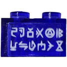 LEGO Transparent Purple Brick 1 x 2 with Runes Sticker without Bottom Tube (3065)