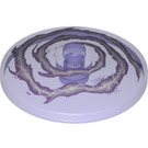 LEGO Transparent Purple Dish 4 x 4 with White Electrical Spiral Pattern (Solid Stud) (3960 / 20540)