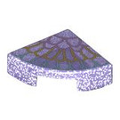 LEGO Opale violette transparente Tuile 1 x 1 Trimestre Cercle avec Gold et Pink Feathers (25269 / 101643)