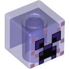 LEGO Transparent Purple Square Minifigure Head with Enchanted Creeper Face (19729 / 79501)