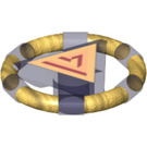 LEGO Gennemsigtig lilla Treasure Ring med Gold Bands og Trekant (87748 / 94394)