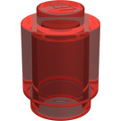 LEGO Transparant Rood Steen 1 x 1 Ronde met Solide Stud