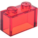 LEGO Transparent Red Brick 1 x 2 without Bottom Tube (3065 / 35743)