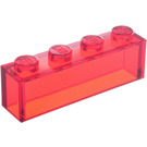 LEGO Transparentes Rot Backstein 1 x 4 ohne Unterrohre (3066 / 35256)