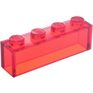 LEGO Transparentes Rot Stein 1 x 4 ohne Unterrohre (3066 / 35256)