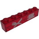 LEGO Transparentes Rot Stein 1 x 6 mit Cutlery ohne Unterrohre (3067)