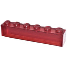 LEGO Transparent Red Brick 1 x 6 without Bottom Tubes (3067)