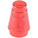 LEGO Transparent Red Cone 1 x 1 with Top Groove (28701 / 59900)