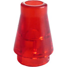LEGO Transparent Red Cone 1 x 1 without Top Groove (6188)
