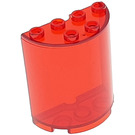 LEGO Transparant Rood Cilinder 2 x 4 x 4 Halve (6218 / 20430)