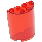 LEGO Transparentes Rot Zylinder 2 x 4 x 4 Hälfte (6218 / 20430)