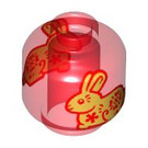 LEGO Transparentes Rot Kopf mit Golden Hase (Einbau-Vollbolzen) (3626 / 101519)