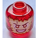 LEGO Transparent Red Kai Head with Bright Light Orange Energy Face (Safety Stud) (3626 / 78097)