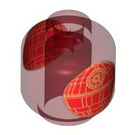 LEGO Transparentes Rot Minifigure Kopf mit Dekoration (Sicherheitsbolzen) (3626 / 86407)
