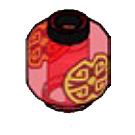 LEGO Transparentes Rot Minifigure Kopf mit Gold Lantern (Einbau-Vollbolzen) (3274)