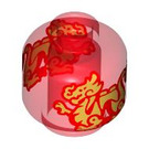 LEGO Transparentes Rot Minifigur Kopf mit Golden Dragons (Sicherheitsnoppe) (3274 / 105778)