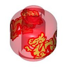LEGO Transparentes Rot Minifigure Kopf mit Golden Dragons (Sicherheitsbolzen) (3274 / 105778)